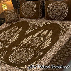 Jacquard Velvet 4-Piece Fancy Bedsheet Set 34