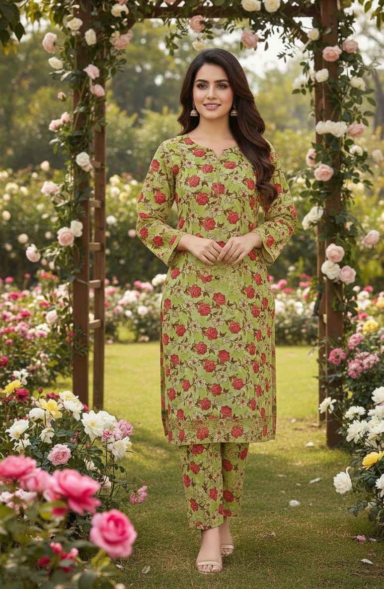 2 Pcs Ladies Suit  Des  1111