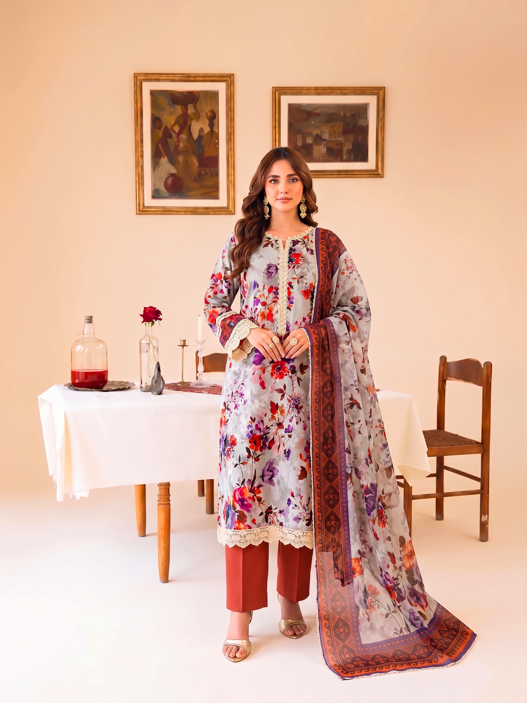 3 Pcs Lawn Unstitched Suit 594
