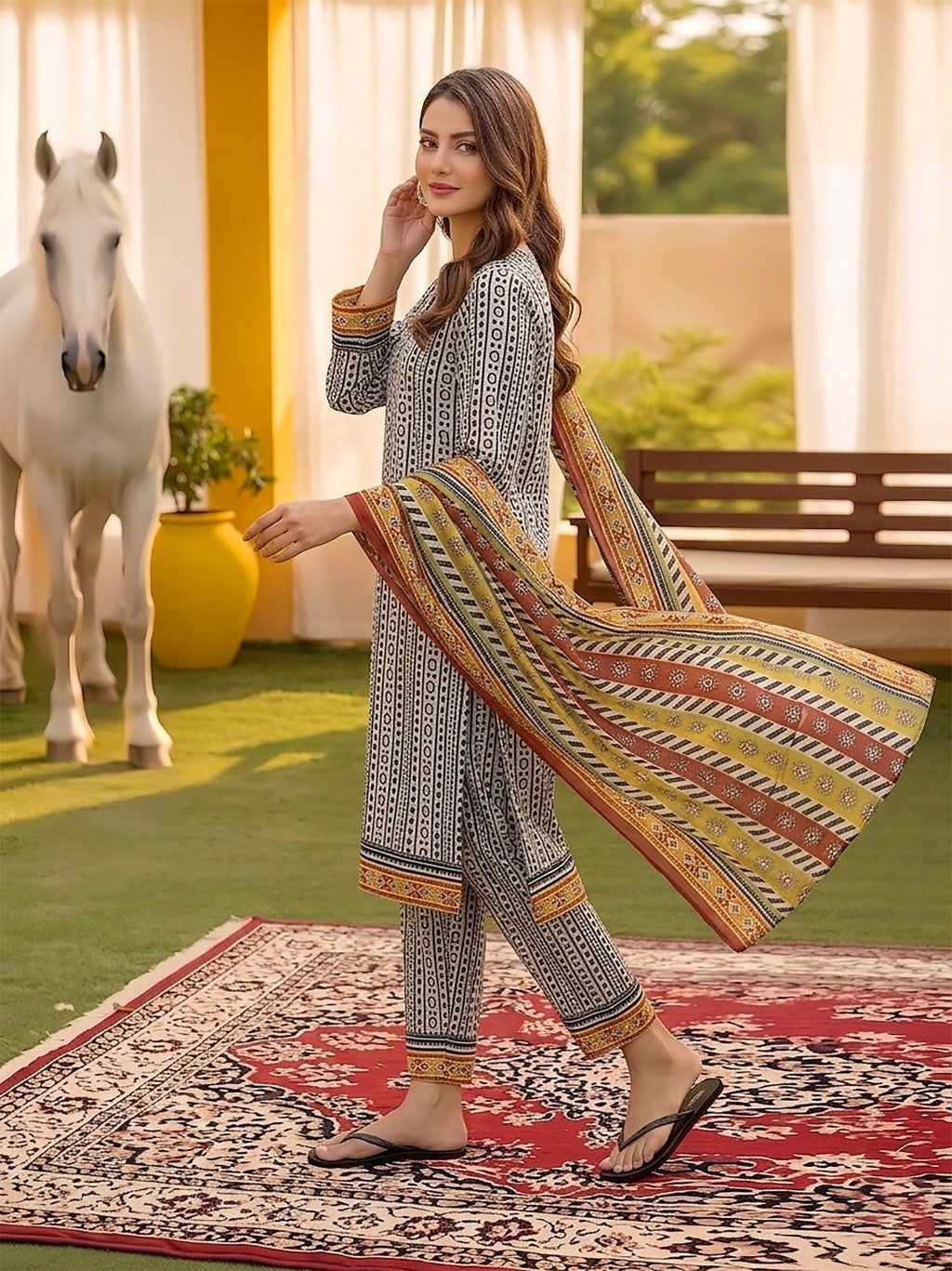 3 Pcs Lawn Unstitched Suit 513