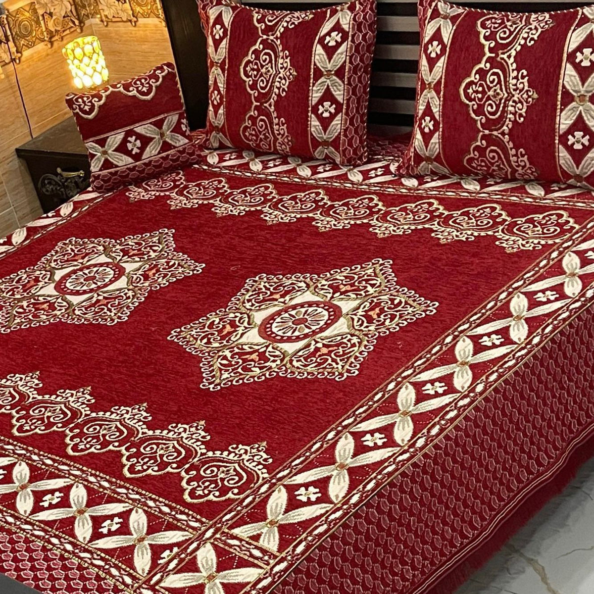 Jacquard Velvet 4-Piece Fancy Bedsheet Set 15