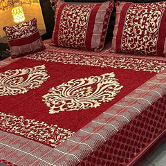 Jacquard Velvet 4-Piece Fancy Bedsheet Set 16