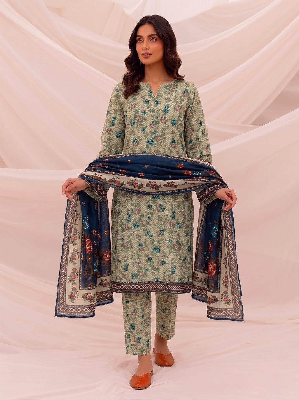 3 Pcs Lawn Unstitched Suit 518