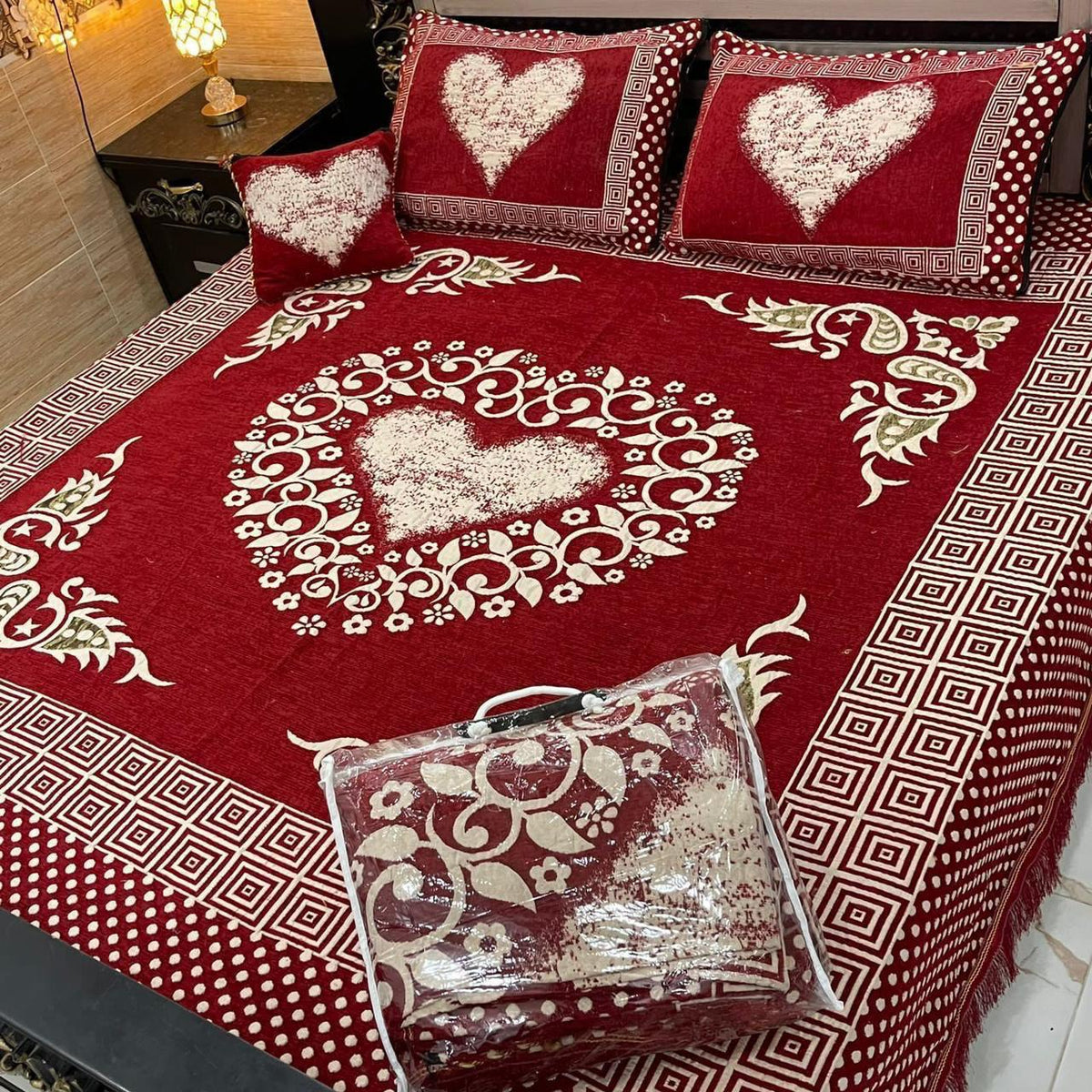 Jacquard Velvet 4-Piece Fancy Bedsheet Set 01