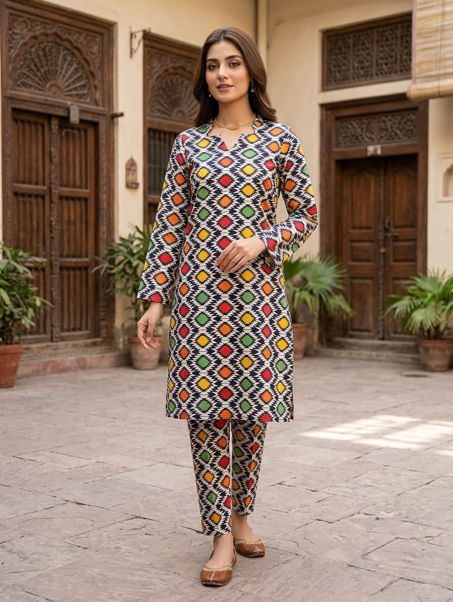2 Pcs Ladies Suit  Des  121