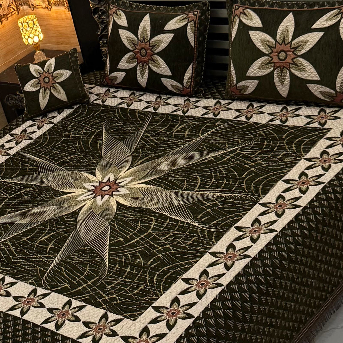 Jacquard Velvet 4-Piece Fancy Bedsheet Set 24