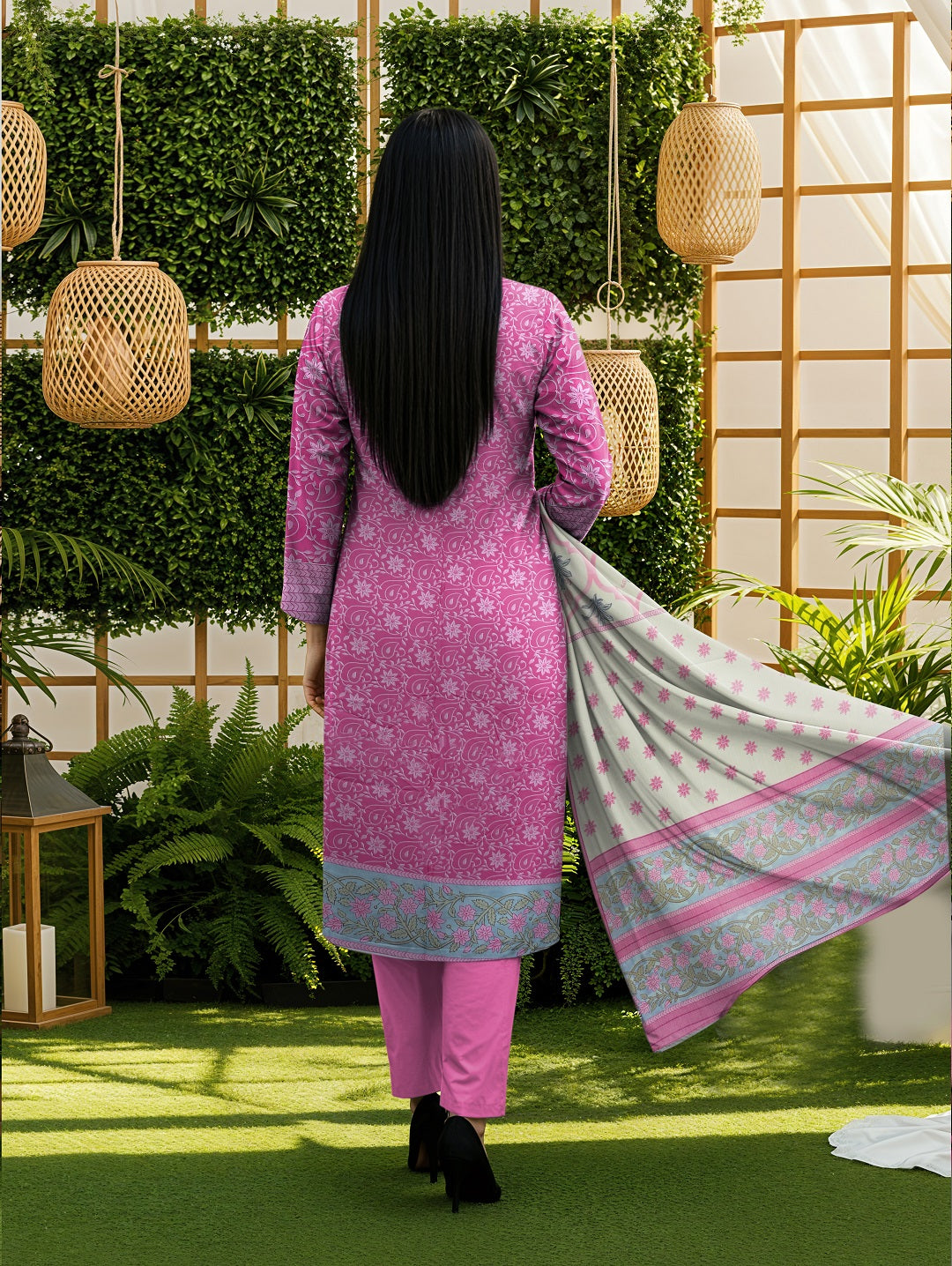 3 Pcs Lawn Unstitched Suit 525