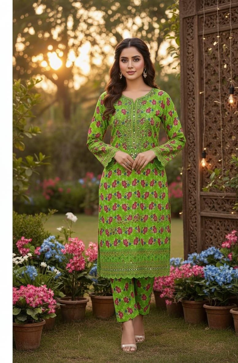 2 Pcs Ladies Suit  Des  128