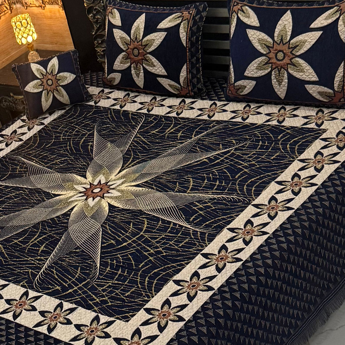 Jacquard Velvet 4-Piece Fancy Bedsheet Set 29