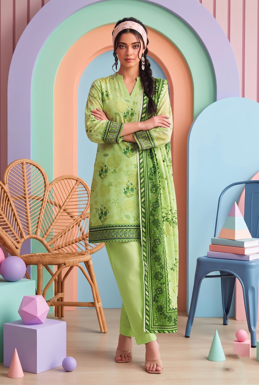 3 Pcs Lawn Unstitched Suit 702