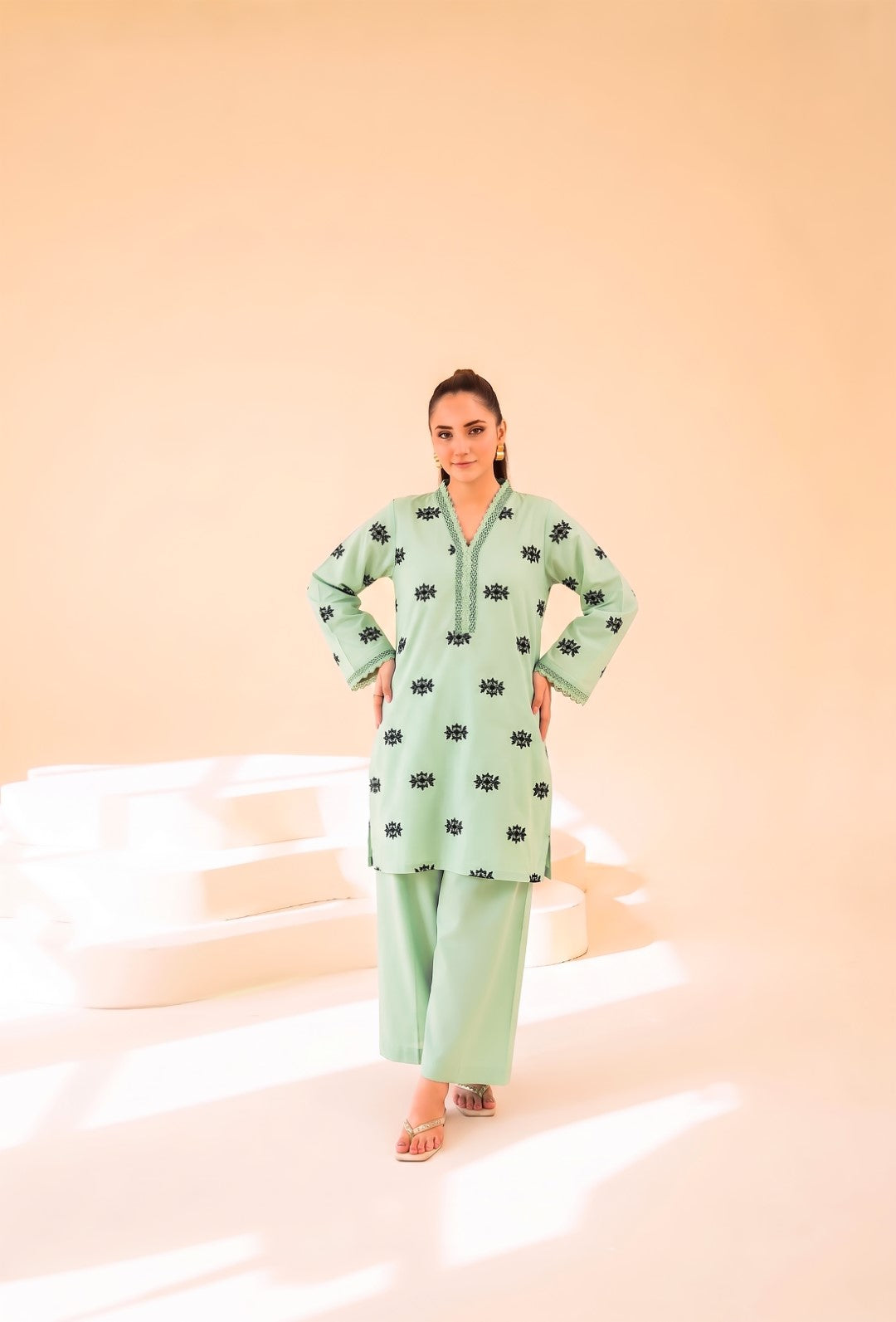 2 PIECE PREMIUM PURE LAWN EMBROIDERED UNSTITCHED SUIT 602
