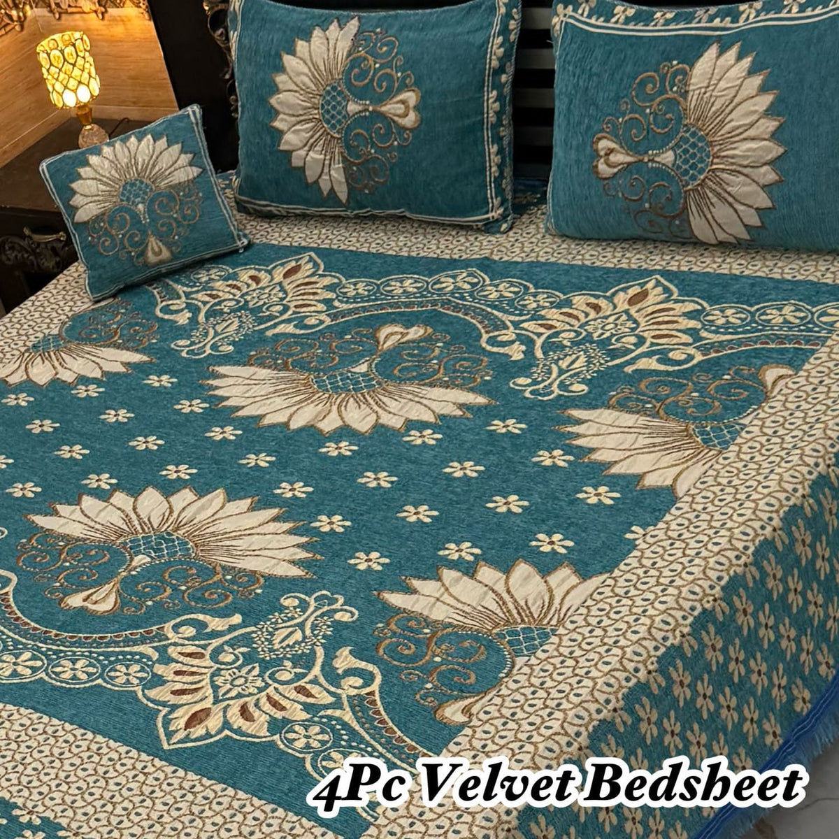 Jacquard Velvet 4-Piece Fancy Bedsheet Set 31