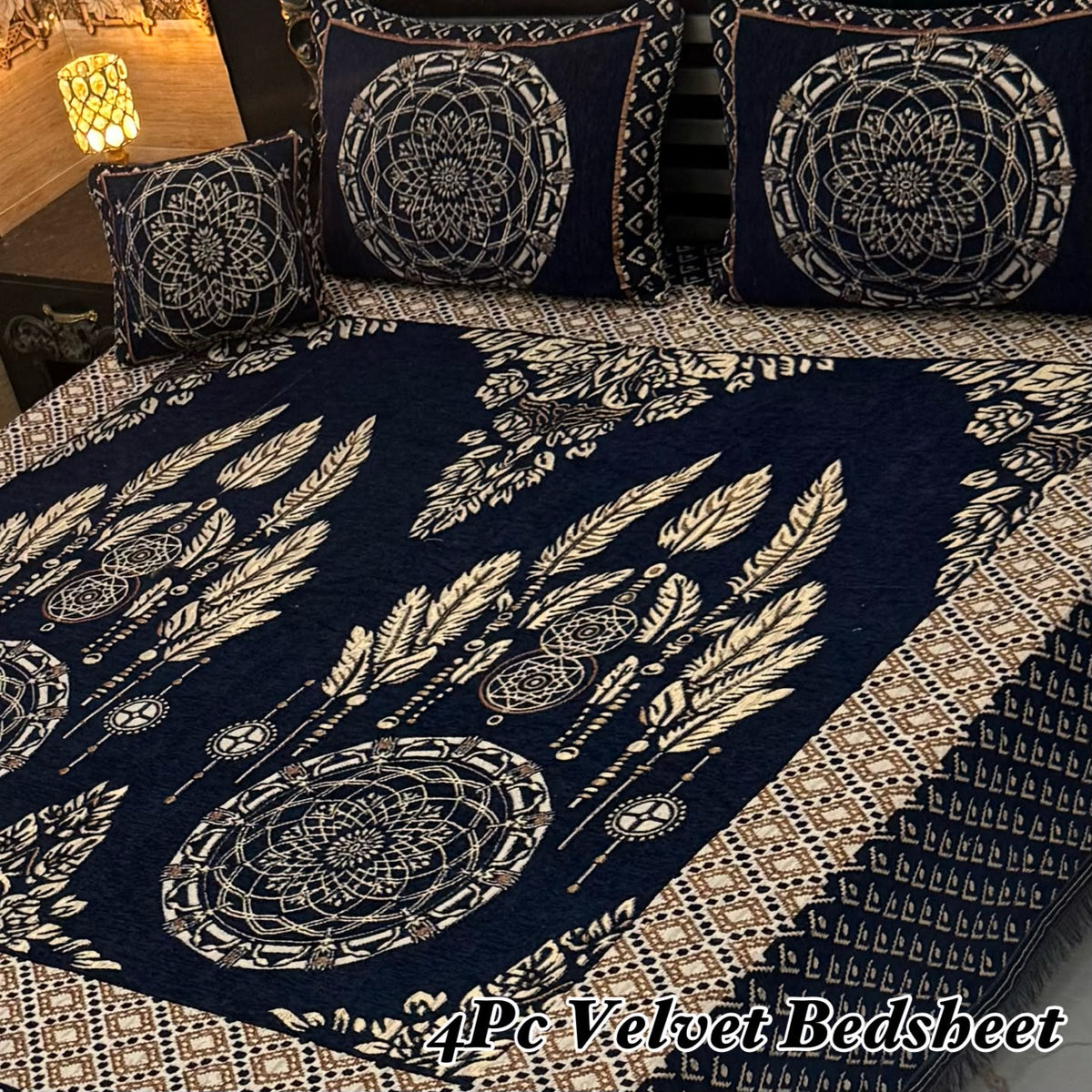 Jacquard Velvet 4-Piece Fancy Bedsheet Set 33