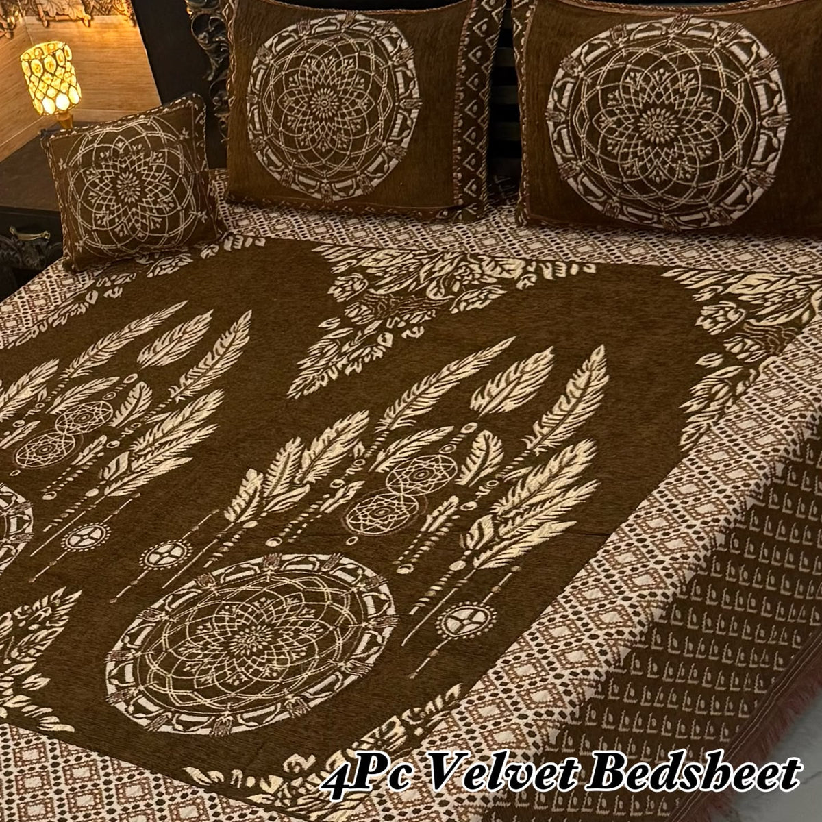 Jacquard Velvet 4-Piece Fancy Bedsheet Set 34