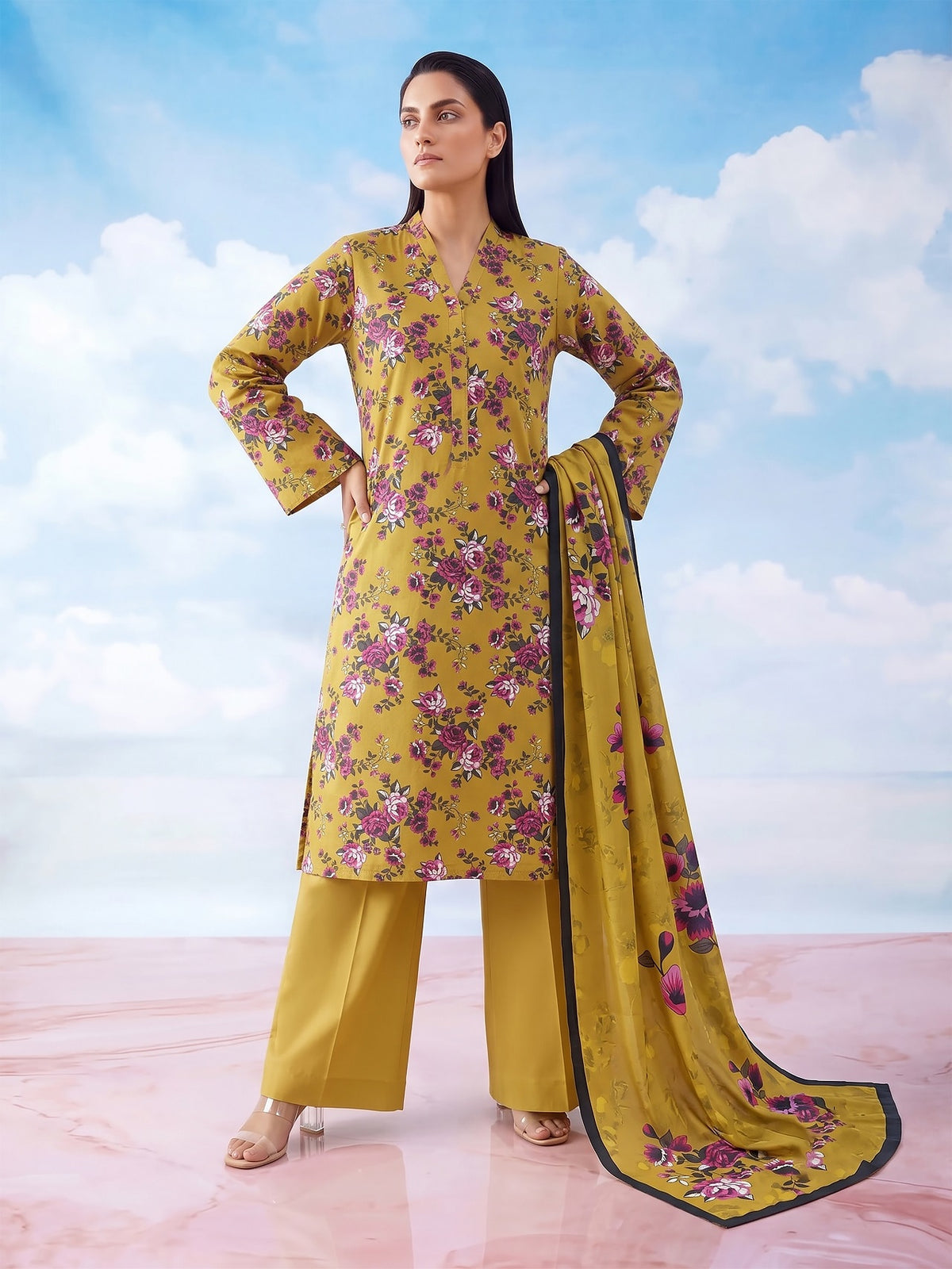 3 Pcs Lawn Unstitched Suit 34