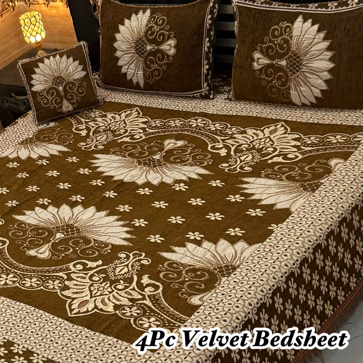 Jacquard Velvet 4-Piece Fancy Bedsheet Set 35