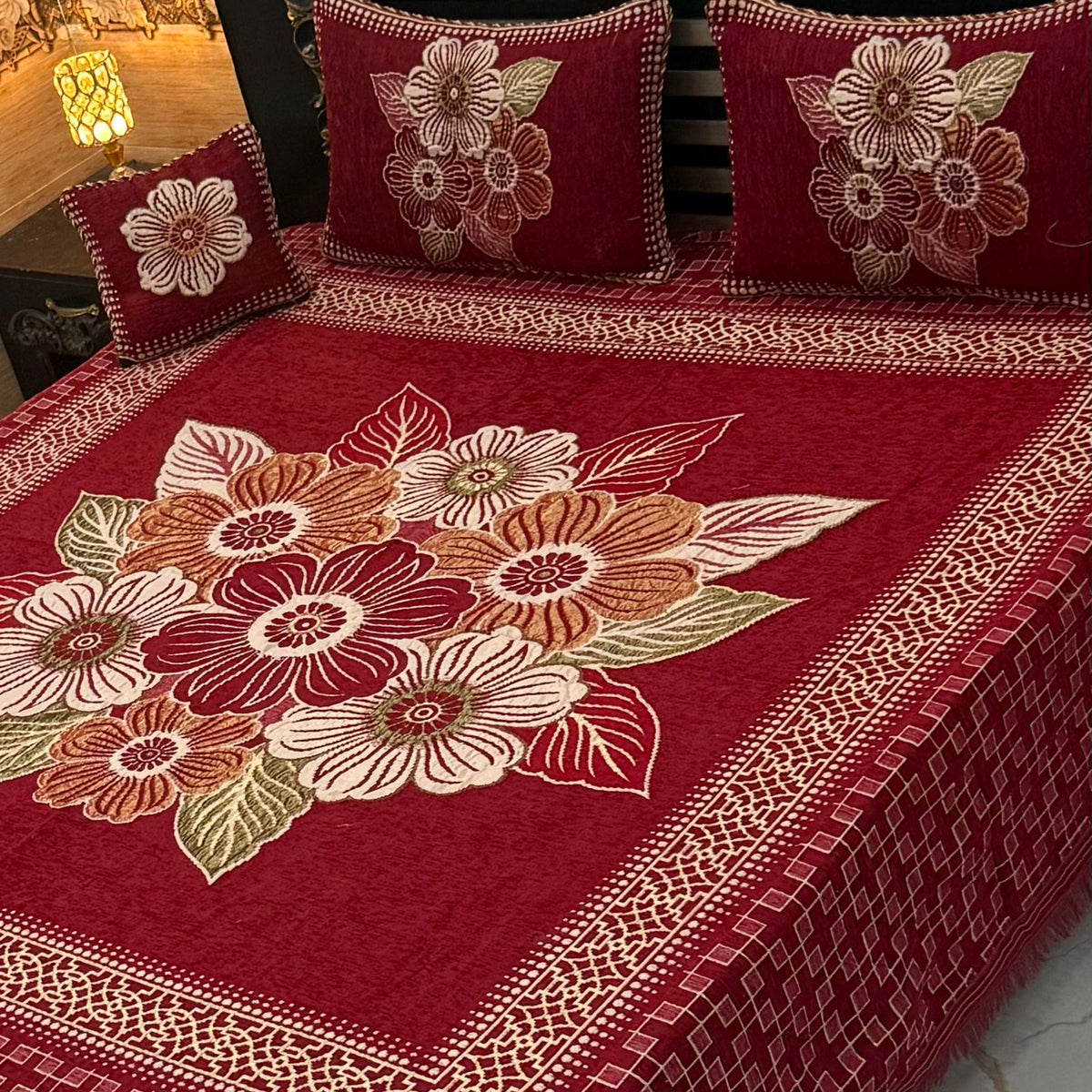 Jacquard Velvet 4-Piece Fancy Bedsheet Set 37