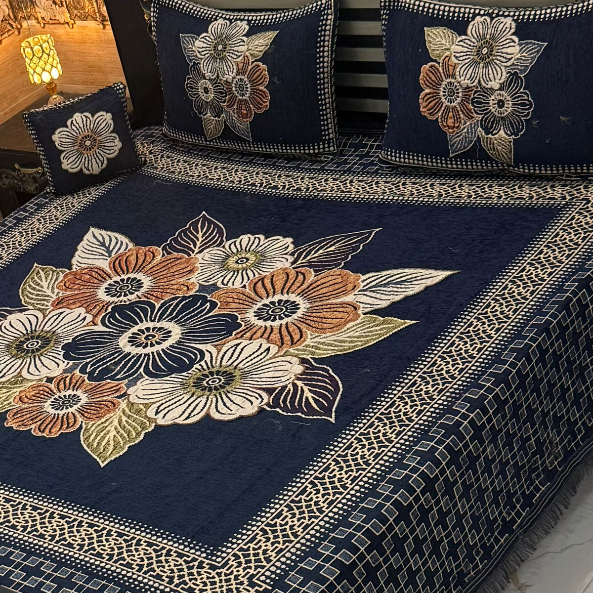 Jacquard Velvet 4-Piece Fancy Bedsheet Set 38
