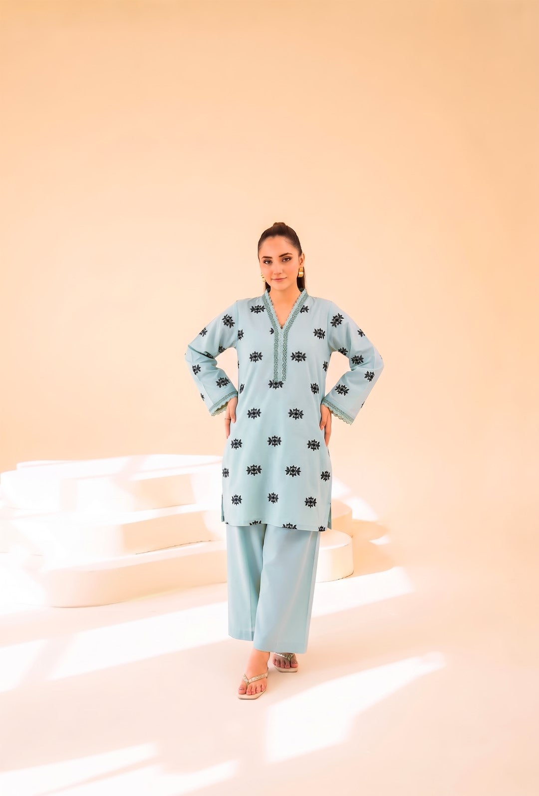 2 PIECE PREMIUM PURE LAWN EMBROIDERED UNSTITCHED SUIT 604