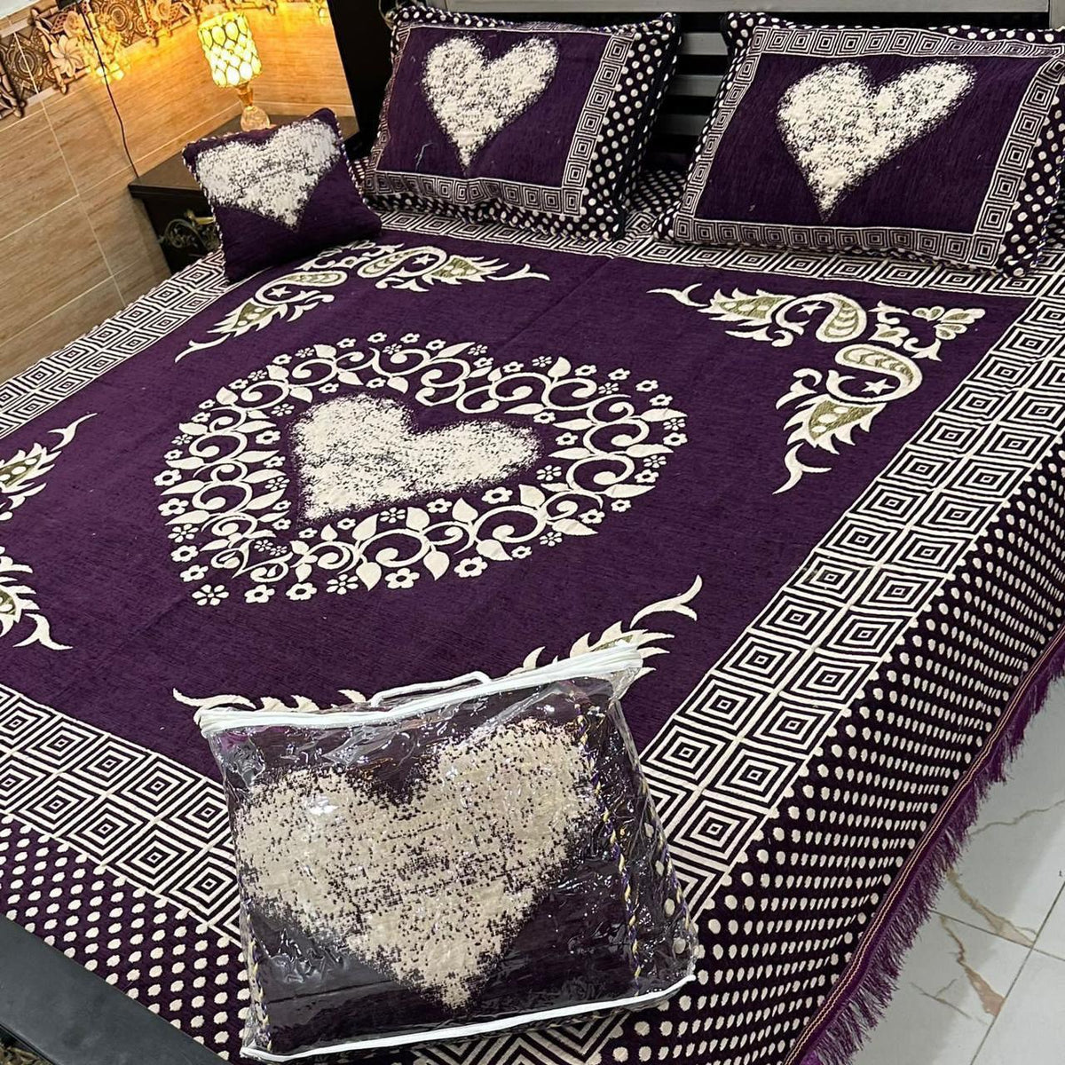 Jacquard Velvet 4-Piece Fancy Bedsheet Set 04