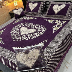 Jacquard Velvet 4-Piece Fancy Bedsheet Set 04