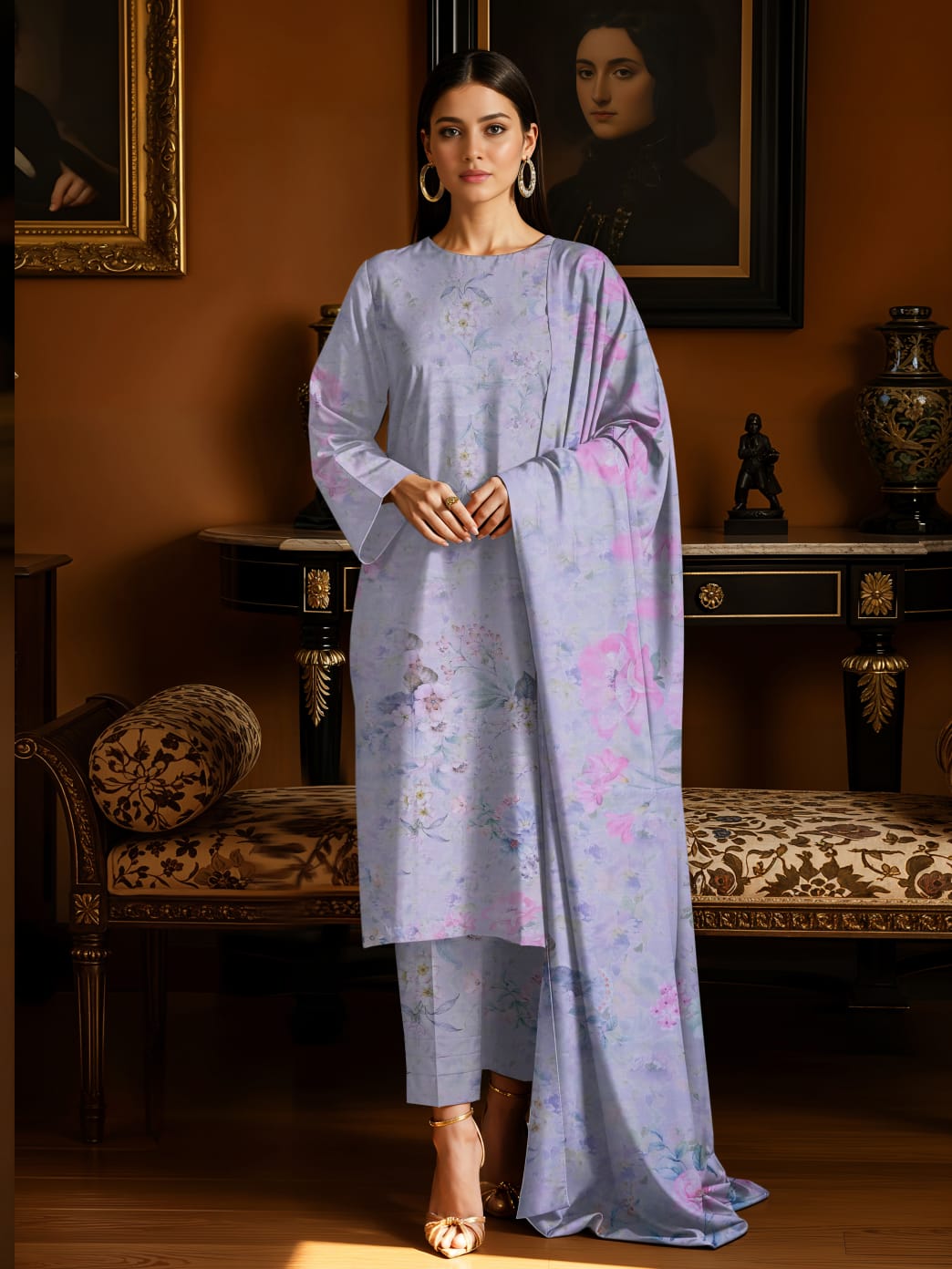 3 Pcs Lawn Unstitched Suit 551