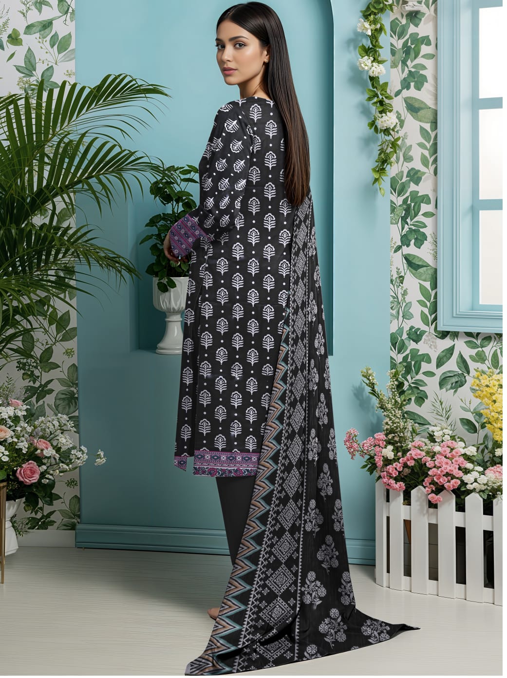 3 Pcs Lawn Unstitched Suit 555