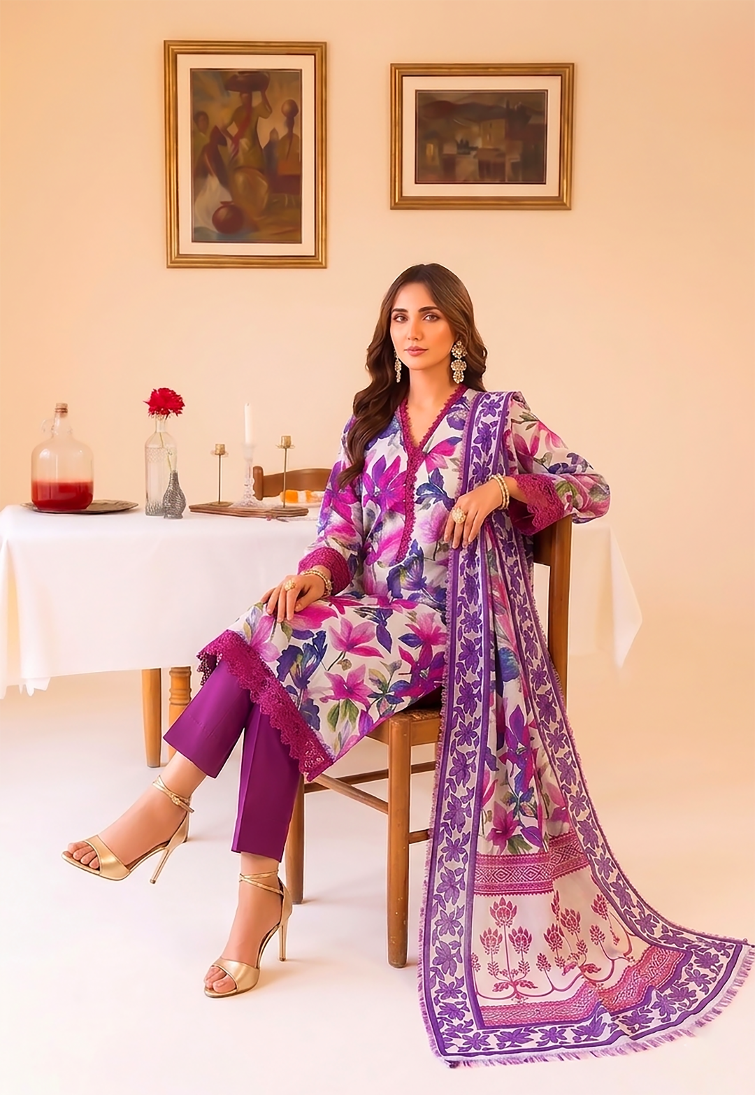 3 Pcs Lawn Unstitched Suit 562