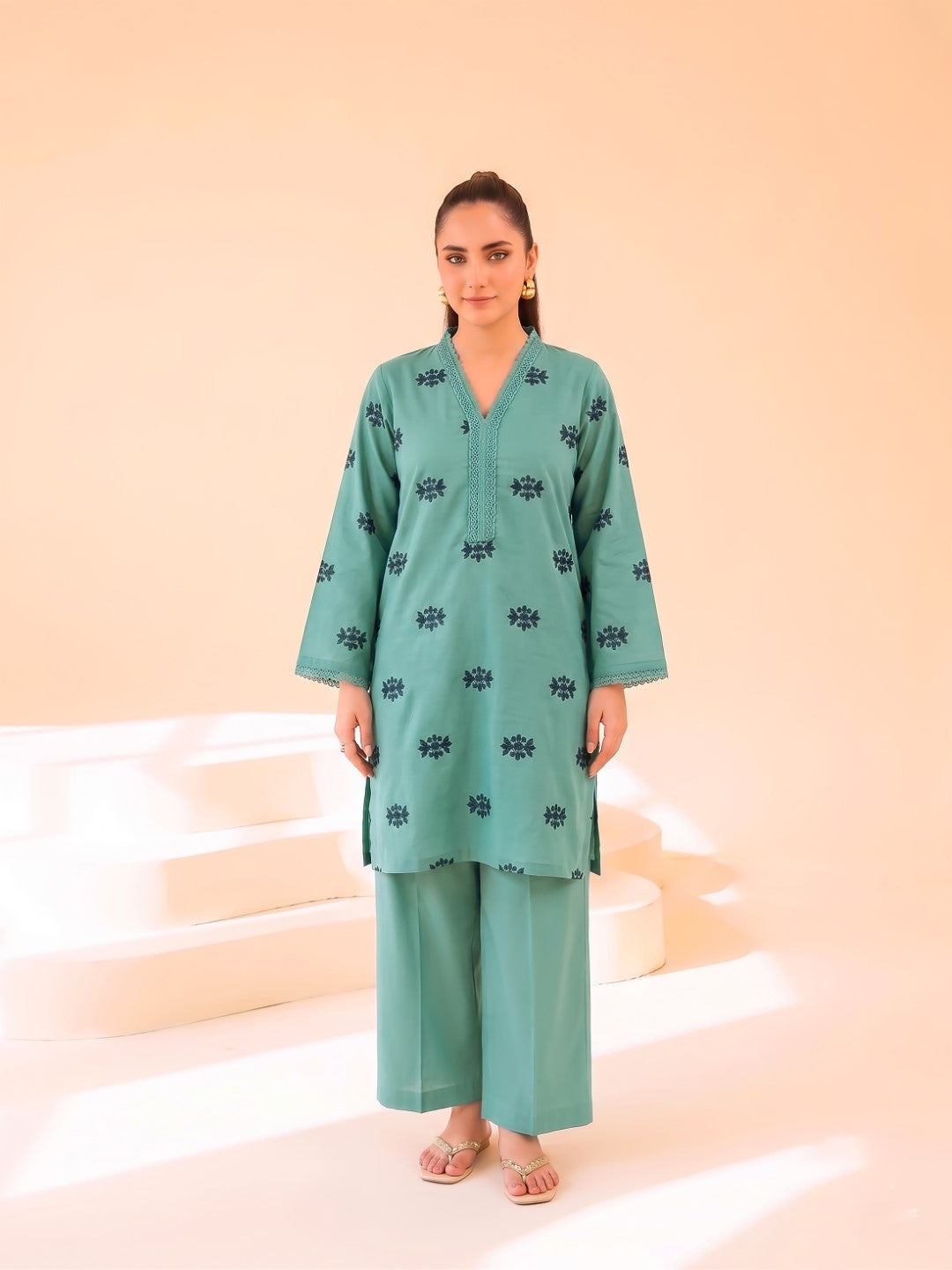 2 PIECE PREMIUM PURE LAWN EMBROIDERED UNSTITCHED SUIT 606