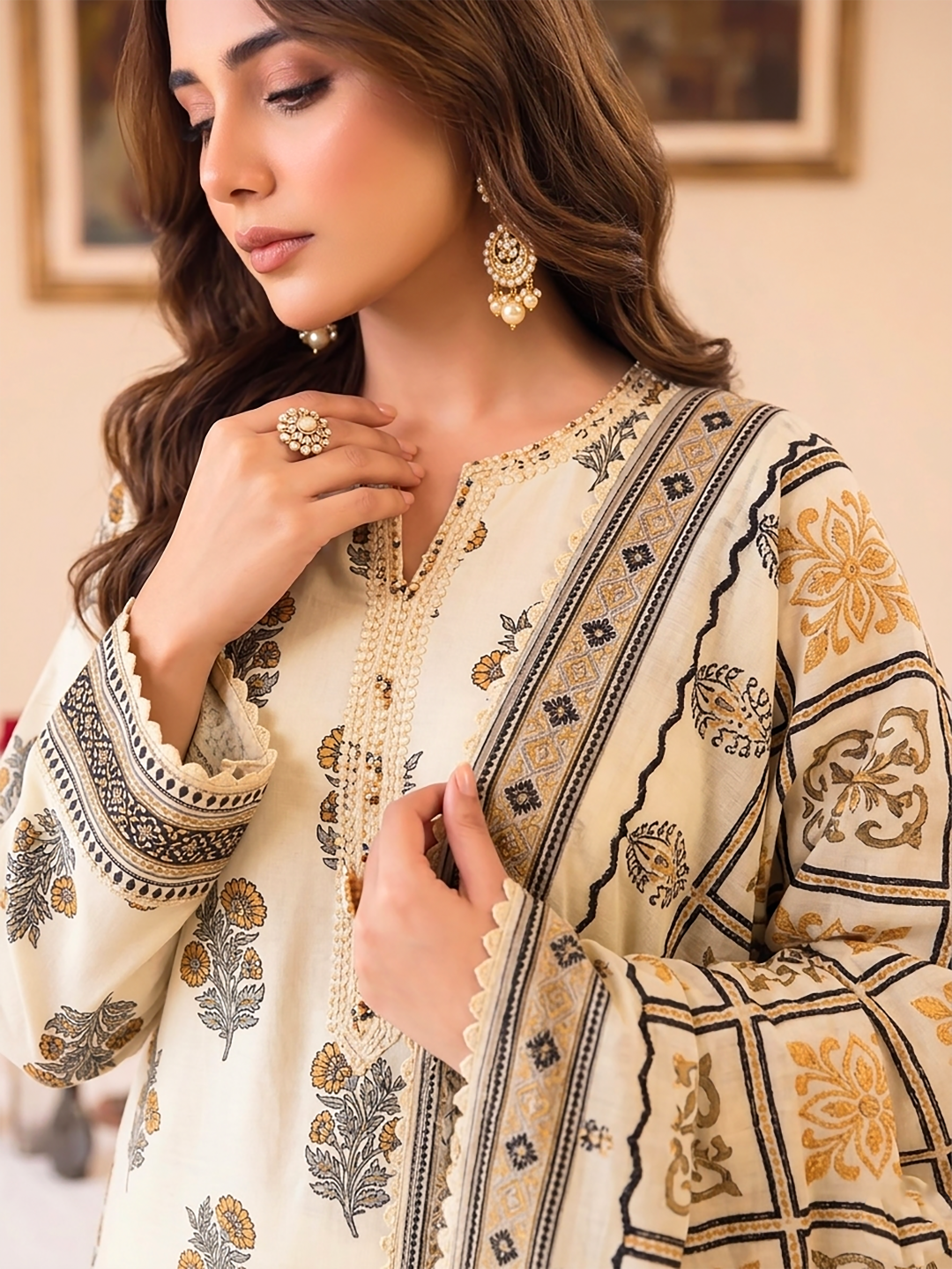3 Pcs Lawn Unstitched Suit 574
