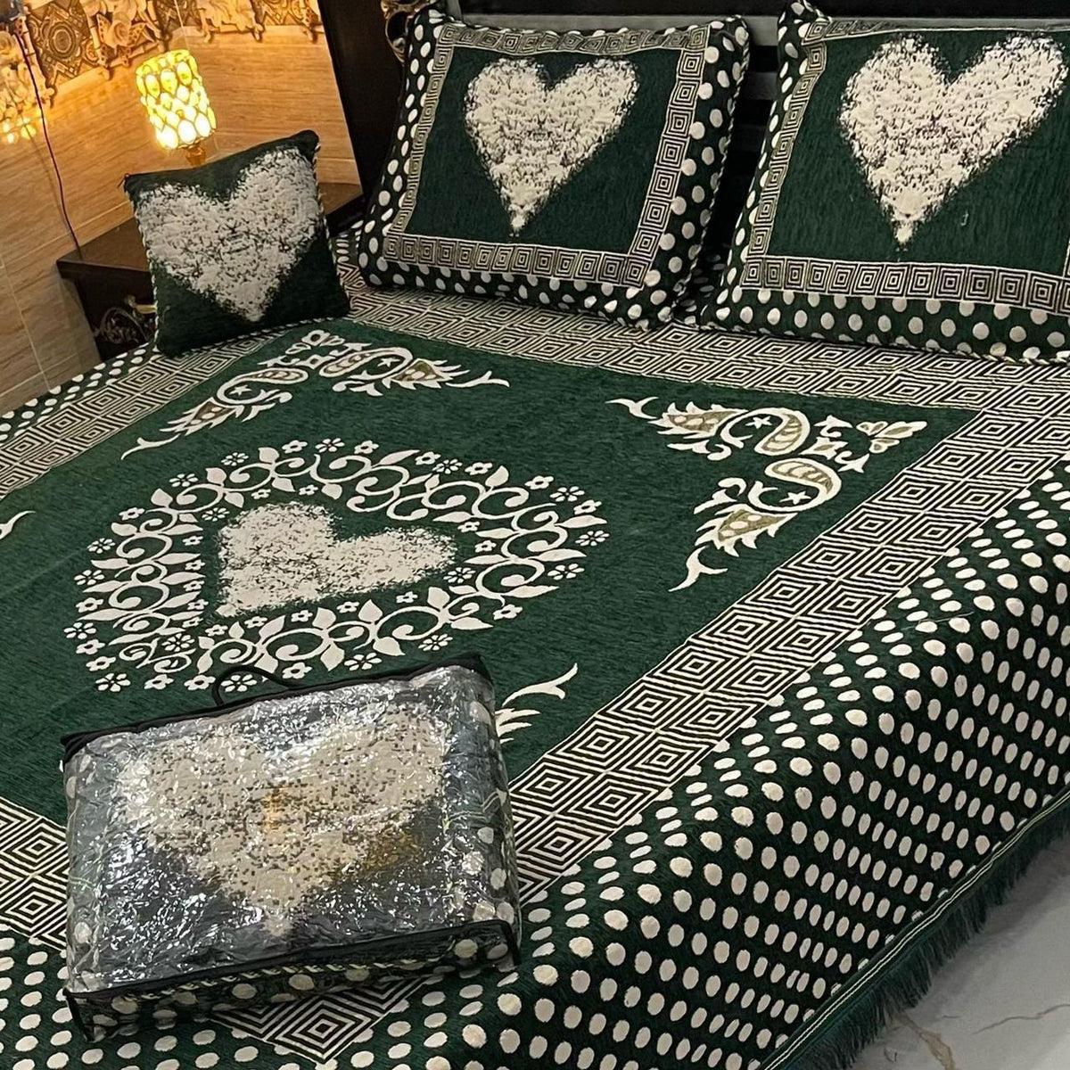 Jacquard Velvet 4-Piece Fancy Bedsheet Set 07