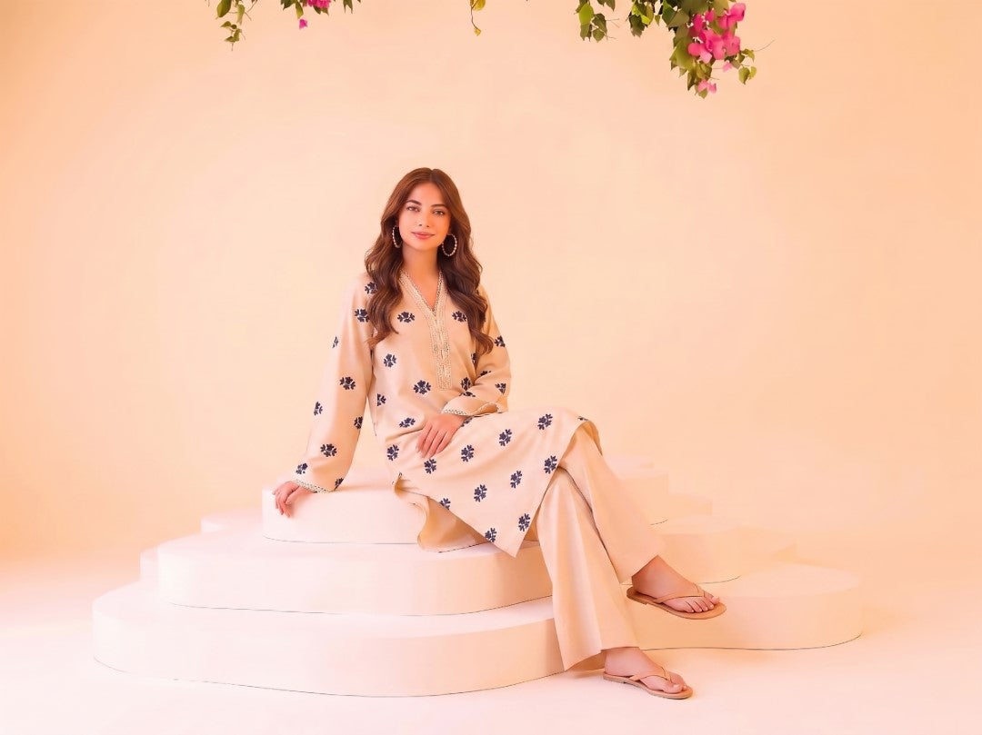 2 PIECE PREMIUM PURE LAWN EMBROIDERED UNSTITCHED SUIT 607