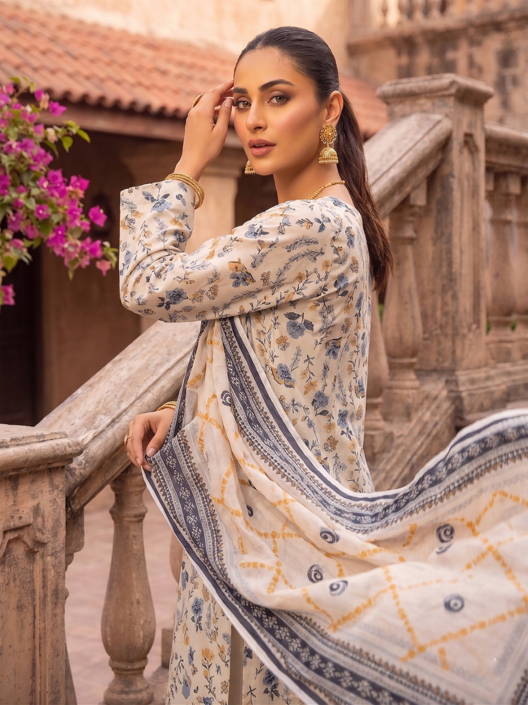 3 Pcs Lawn Unstitched Suit 584