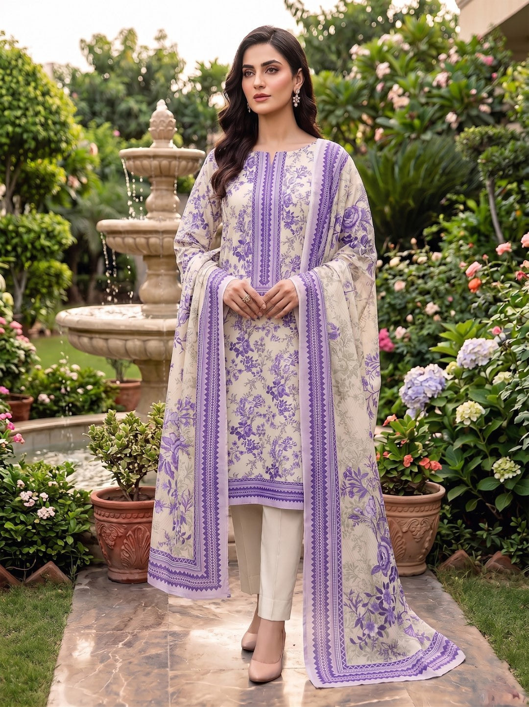 3 Pcs Lawn Unstitched Suit 588