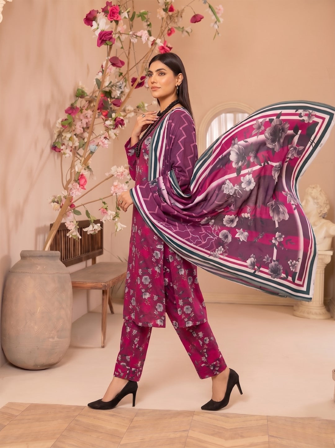 3 Pcs Lawn Unstitched Suit 589