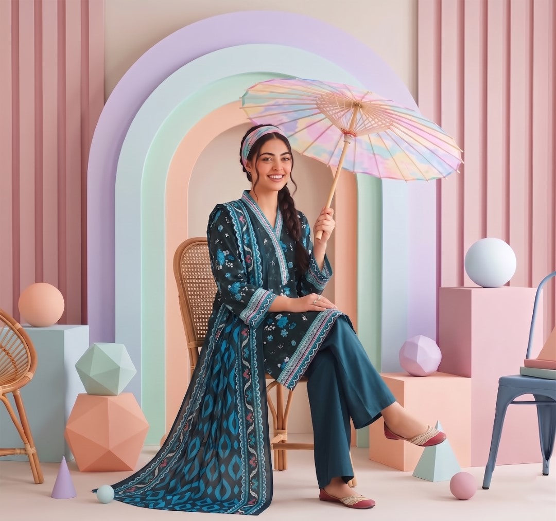 3 Pcs Lawn Unstitched Suit 708