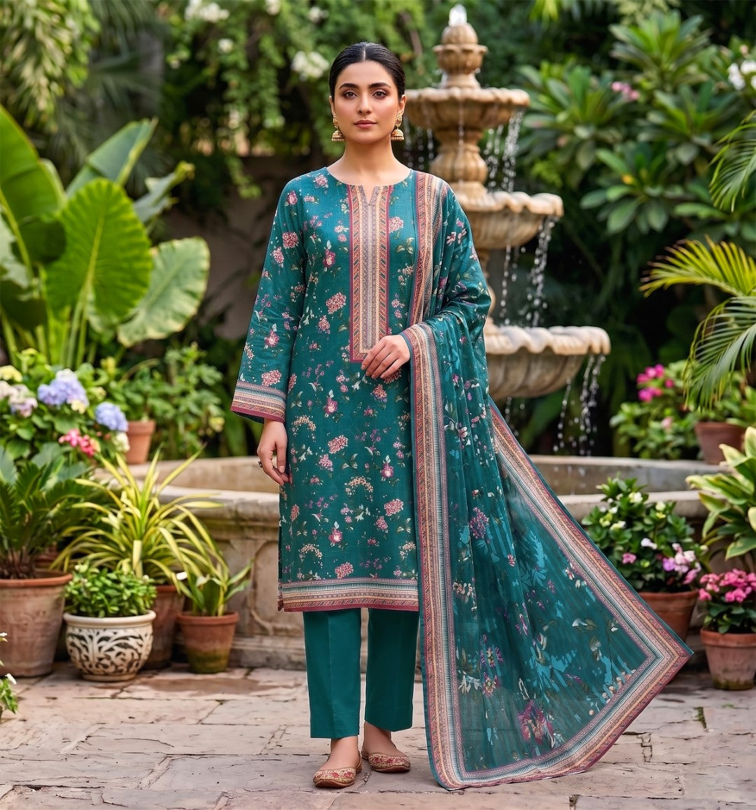 3 Pcs Lawn Unstitched Suit 593