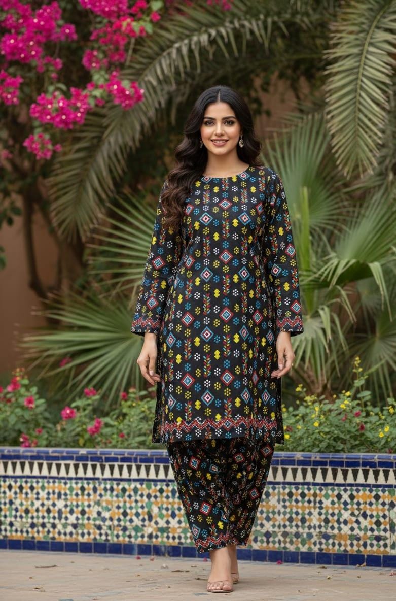 2 Pcs Ladies Suit  Des  196