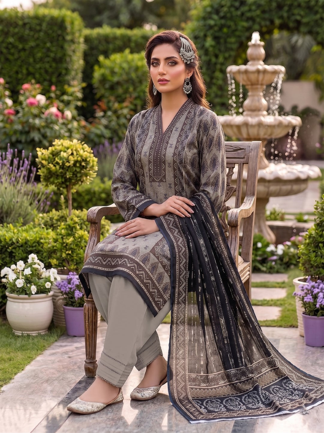 3 Pcs Lawn Unstitched Suit 596