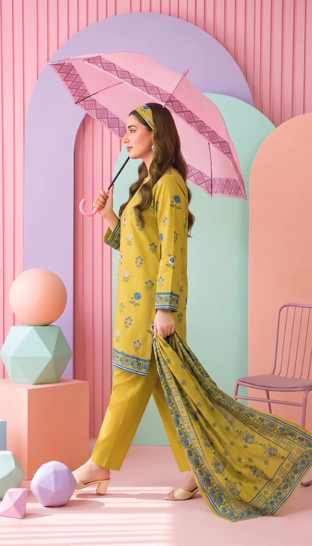 3 Pcs Lawn Unstitched Suit 709