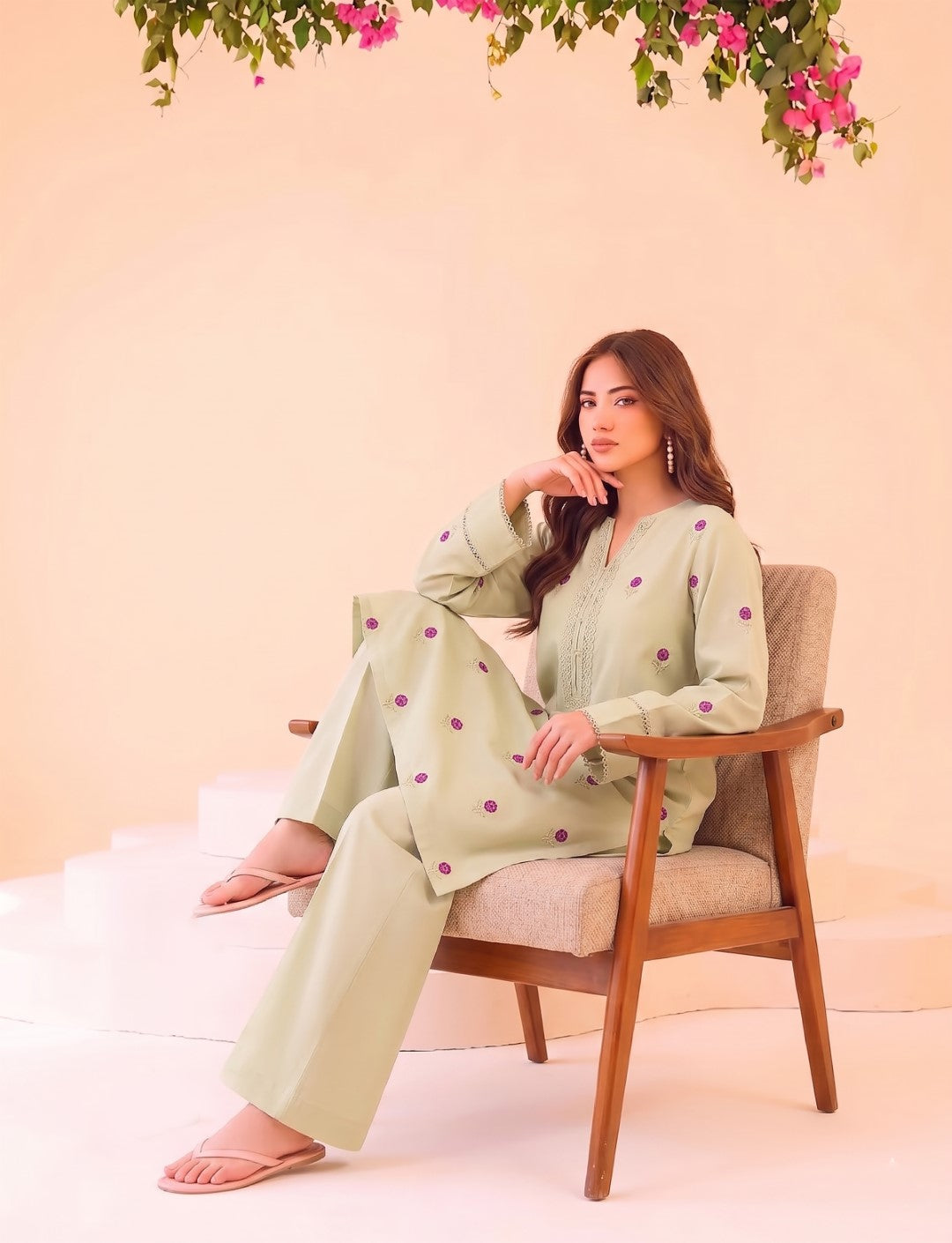 2 PIECE PREMIUM PURE LAWN EMBROIDERED UNSTITCHED SUIT 609