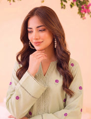 2 PIECE PREMIUM PURE LAWN EMBROIDERED UNSTITCHED SUIT 609